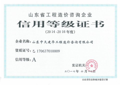 2014-2016年信用等級(jí)